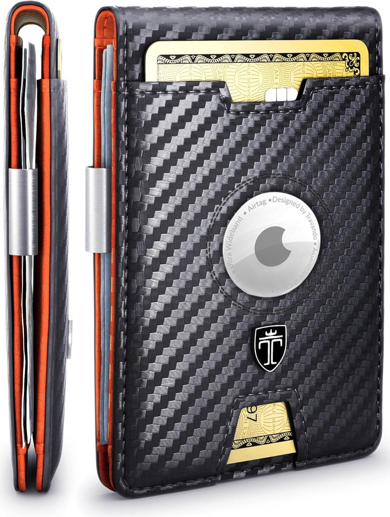TRAVANDO AirTag* Wallet Mens Wallet with Money Clip Air Tag Wallet Card Holder RFID Blocking Bifold Gifts for Men - Image 1